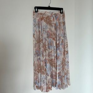 Vince Floral Pleated Midi Skirt